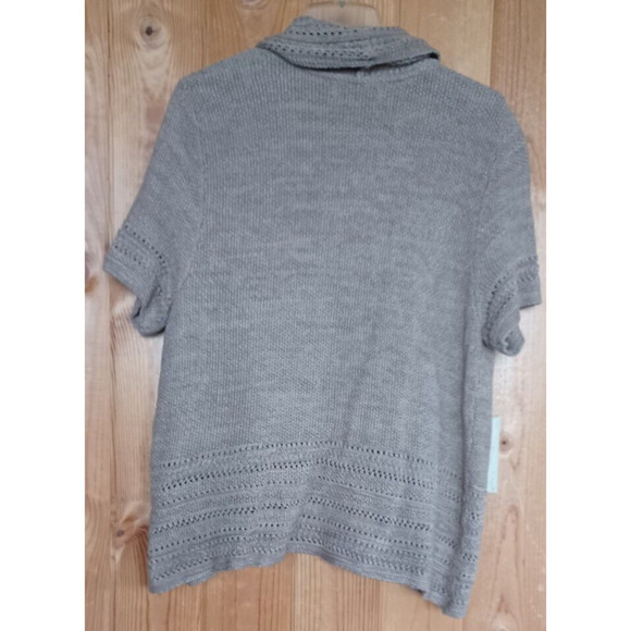 SONOMA Beige Mixed Knit Short Sleeve Open Cardigan Womens P/XL Office Boho Fall - Picture 4 of 6